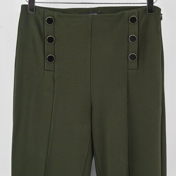 Ann Taylor Olive Green High-Waisted Pants - Picture 2 of 9